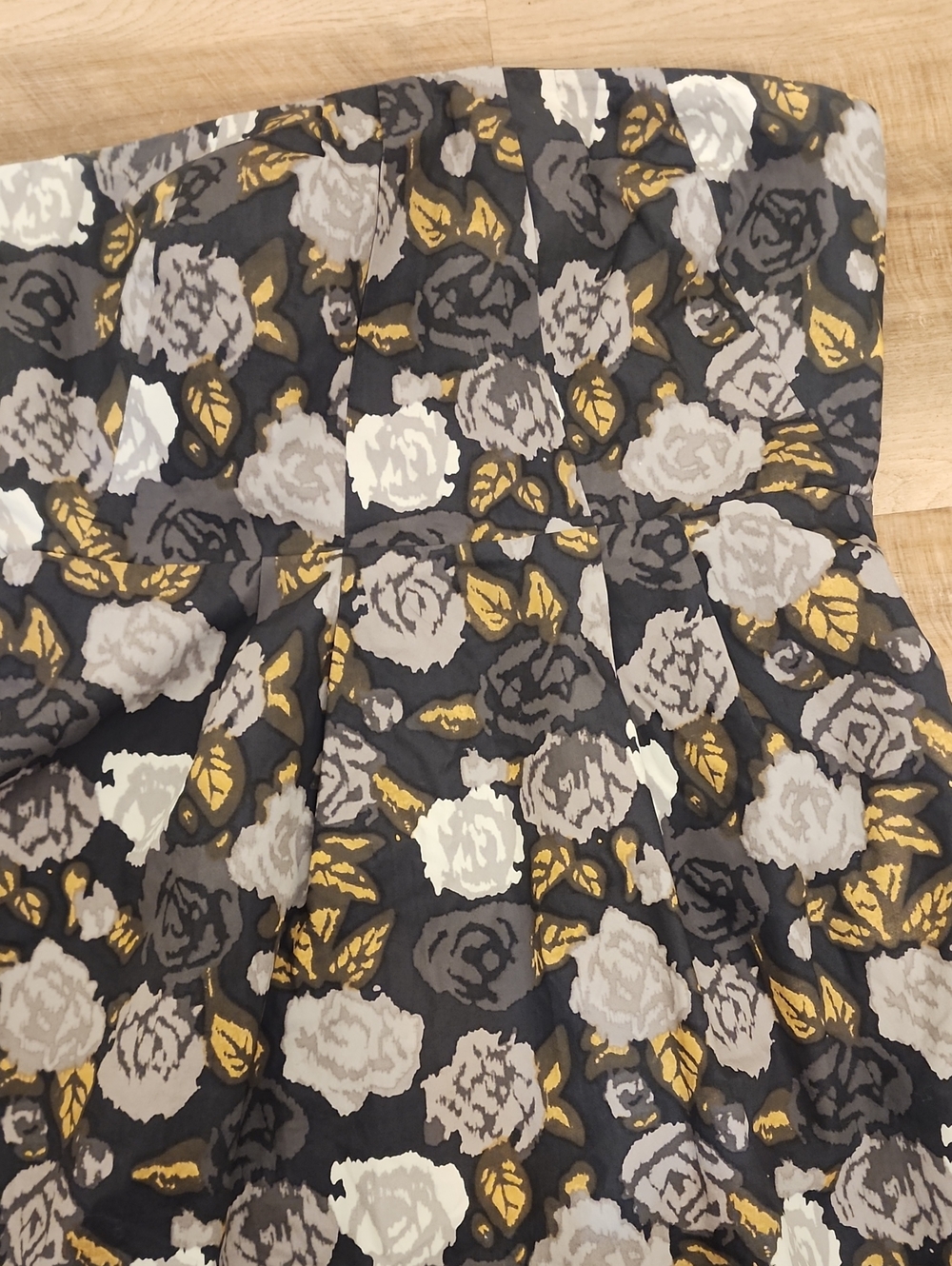 J.Crew Strapless Floral Jacquard Dress Black Gold Rose Print Party Cocktail - Picture 4 of 10